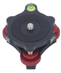 Top view of Beefy CNC Leveling Base Vise For Milling Drilling And Grinding Machines with bubble levels and red adjustments.