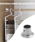 Heavy Duty Stainless Steel Closet Rod Flange Adjustable One Inch Socket Bracket For Rock Solid Pipe Mounts brushed finish on closet rod.