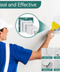 Person using Eight Piece Aluminum Fiber Mesh Spackle Patch Kit For Drywall Repair Quick And Easy Wall Hole Fix DIY Friendly on wall