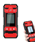 Slick Big Time Portable Wall Scanner And Rechargeable Stud Finder With Laser Marking Digital Angle Gauge and sharp color display in red housing.