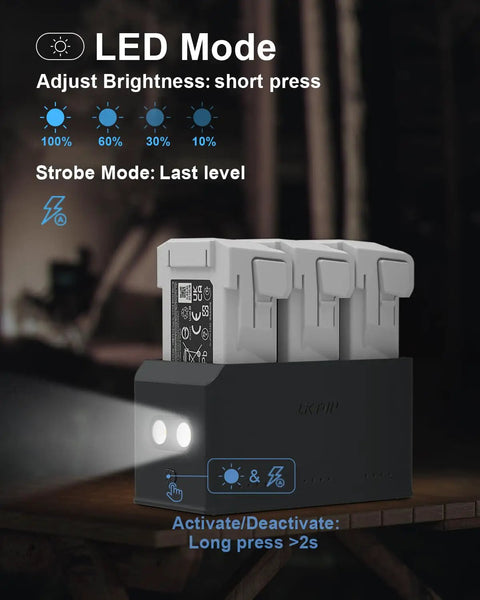 All In One Battery Charging Hub For DJI Mini 5 Pro, Mini 4 Pro And Mini 3 Pro With LED mode and brightness adjustment