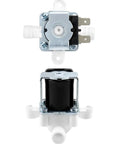 12V Electric Solenoid Valve Normally Closed Half Inch Barb Connection Four Pack for washing machines, water dispensers, garden irrigation.