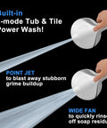 8 Inch High Pressure Rain Shower Head With 11 Inch Extension Arm And 10 Mode Handheld Set Chrome Finish showing power wash modes