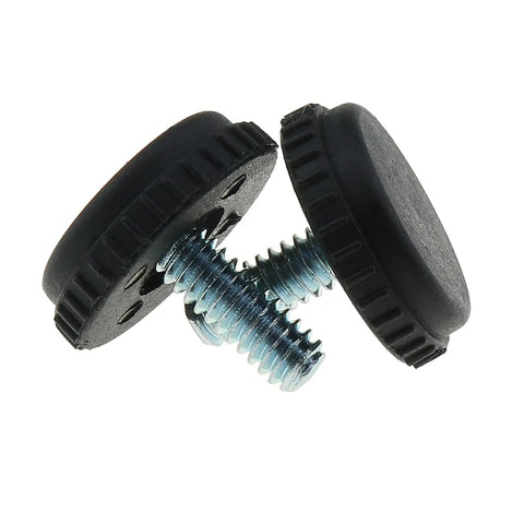 Close-up of 12 Pack 1/4-20 Threaded Furniture Levelers With Non Slip Pads, showing galvanized screw-in bases and nylon pads.