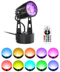 Indoor LED Spotlight Kit 3W Warm White 3000K Uplight For Plants And Artwork, lighting colors with remote, 2 Pack With Base And Stake
