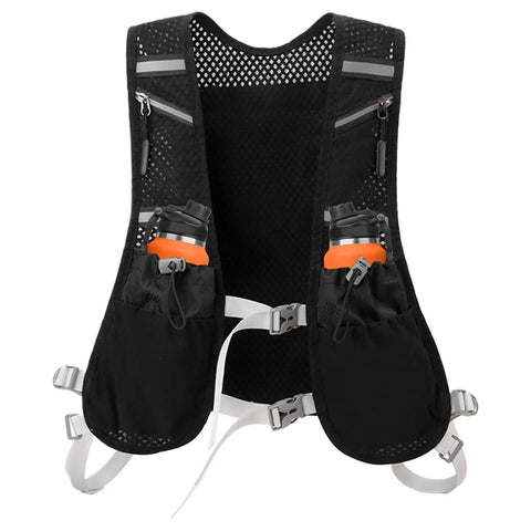 Hydration Running Vest With Two 500ml Bottle Holders, Lightweight Breathable Trail Pack For Men Women, Reflective Safety Stripes