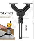 Slick Adjustable Edge Guide For Fixed Base Compact Router With Quick Swap Mount and Dual Scale Markers for No Sweat Precision Woodworking Routing Jobs, shown with size dimensions.
