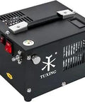 Beast 4500 Psi PCP Air Compressor Pump 30 MPa 300 Bar shown in black casing with dual power switches and cooling vents