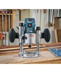 Plunge Base For PR20EVS And PR10E Colt Palm Router Motors With Smooth Plunge Action in workshop setting.
