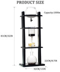 Badass Cold Drip Coffee Tower, 1 Liter Slow Drip Brewer With Solid Wood Frame, showcasing 81cm height and 32cm width.
