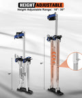 18 To 30 Inch Aluminum Drywall Stilts For Sheetrock, Drop Ceiling, Painting And Wall Work shown with height adjustment detail