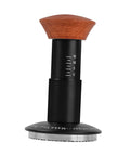 Heavy Hitter Spring Loaded Coffee Tamper With Precision Distribution Leveler And Clear Pressure Scale For Flawless Espresso Pucks features a stainless base and hardwood handle.