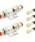 Inline AGU Fuse Holder For 4 To 10 Gauge Wire With Four 60A Fuses Two Pack For Car Audio Alarm Amplifier Compressor Marine Auto Parts