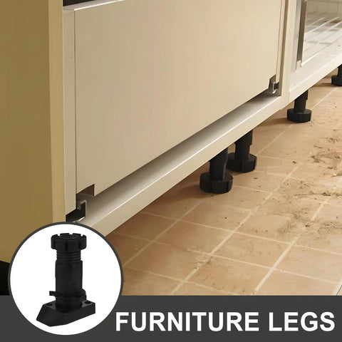 Adjustable Cabinet Leveling Feet 4 Pack Black ABS Furniture Legs With Thickened Design And Moisture Resistant Feature Under Kitchen Cabinet