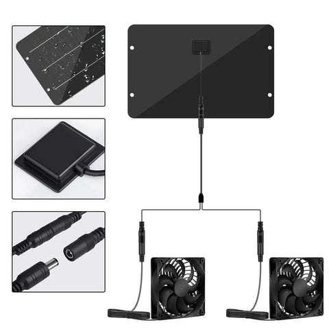 Solar Powered Fan Kit 12.6 Inch IPX7 Weatherproof With 15W Solar Panel And Dual Waterproof Fans For Intake Or Exhaust Air Cooling