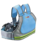 Kid Motorcycle Safety Harness With Reflective Strip And 4 In 1 Buckle For Front Or Back Ride Blue, breathable material, adjustable straps