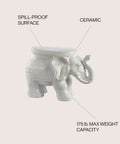 White Elephant Ceramic Garden Stool 14.25 Inch Glazed Elephant Seat For Indoor Outdoor Use Weather Resistant Patio Side Table And Plant Stand Boho Chic Antique White Finish with spill-proof surface and 175 lb max weight capacity