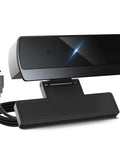 Crisp 1080P HD Webcam For PC Laptop And Desktop USB Streaming Camera With Built In Microphone Plug And Play, front view with USB cable