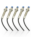 Five Pack NO Normally Open NPN Inductive Proximity Sensor Switch M8 Detector With 2mm Sensing Distance Detects Iron DC 6-36V 3-Wire