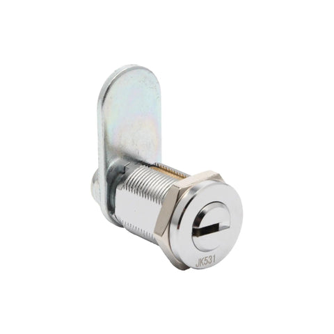 Heavy Duty Cam Lock 5/8 Inch Dimple Key Lock for Cabinets and Secure Storage, chrome plated steel, side view