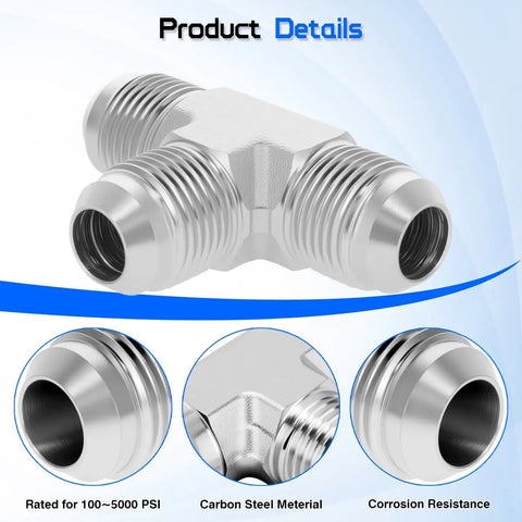 Three Eighths Inch JIC Male Tee Adapter With SAE J514 37 Degree Flare Seatings Delivers Leak Free Metal To Metal Connection For Hydraulic Systems Featuring Three Eighths Inch JIC Male Ports And Tough Precision Machined Craftsmanship, carbon steel tee fitting for hydraulic use