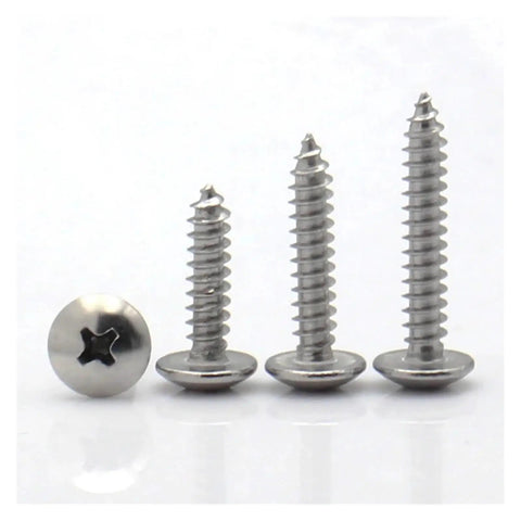 Pro Grade 304 Stainless Steel Phillips Recessed Head Self Tapping Wood Screws Set M3 And M4 Mushroom Head 6 To 40 Millimeters