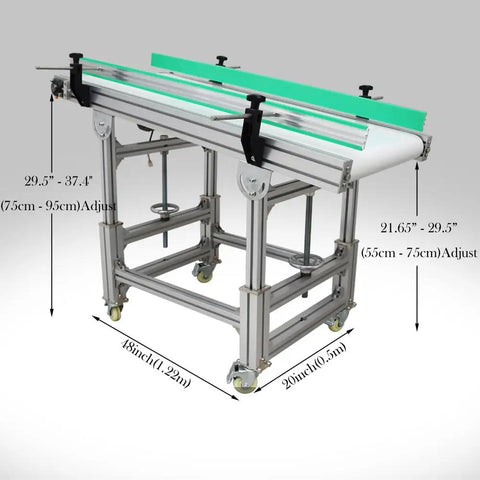 PU Inclined Wall Conveyor Belt 48 Inch Long By 20 Inch Wide Aluminum Industrial Transport Conveyor Machine 110V Heavy Duty