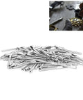Pro Grade Watch Repair Kit With 100 Pcs 0.9mm Winding Stems And Movement Accessories shown in silver steel material
