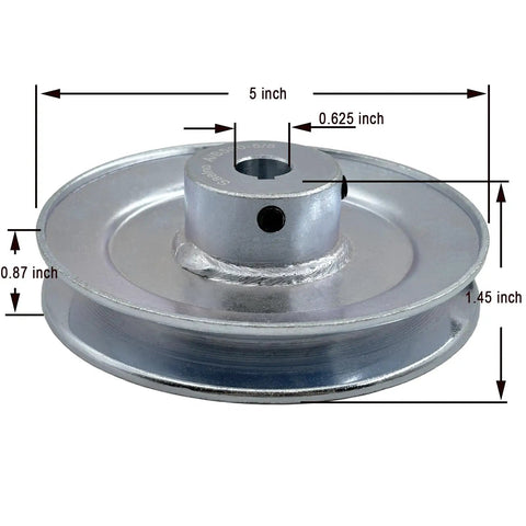 Heavy Duty 5 Inch Single Groove V Belt Pulley With 0.625 Inch Bore For A B 5L 4L V Belt Drives Durable 1020 Steel Zinc Plated Motor Pulley