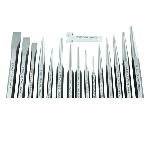 15 Piece Punch and Chisel Set in Durable Kit Bag With Pin Punches, Taper Punches, Chisels And Center Punches For DIY Auto Metalworking