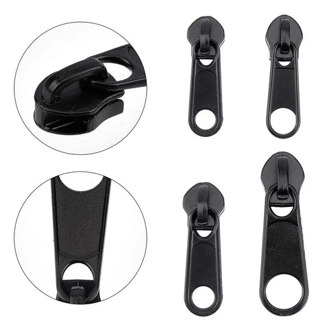 Close-up view of Zipper Puller Replacement Kit 32 Pieces In Four Sizes Quick Fix Zipper Slider Set For Coats Jackets Luggage