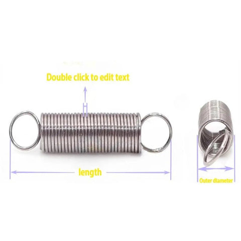 Heavy Duty Stainless Steel Tension Springs With Hooks For Automotive And Industrial Projects, 4X1mm coiled extension spring with measurements.