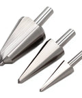 3Pc Umbrella Drill Bit Set HSS 4241 Taper Power Drill Bits for Step Drilling and Cone Chamfer Cutting with 8mm and 10mm shanks