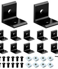 12 Pack 4040 Corner Bracket Connector For 40x40 Aluminum Extrusion Profiles, 90 Degree Black Angle Brackets With 24 T Nuts And Screws Plus Wrench