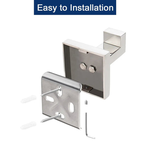 Rust Resistant 304 Stainless Steel Square Towel Hooks Set Of 3 Heavy Duty Wall Mounted Coat And Robe Hangers installation view