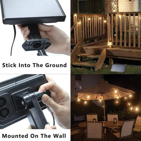Zero Running Costs Solar String Lights With USB Rechargeable Outdoor LEDs Waterproof And Shatterproof Bulbs 24ft on patio deck