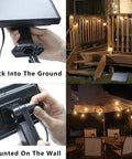 Outdoor Solar String Lights 48ft USB Rechargeable Patio Lights for pine deck and umbrella, stick into ground or wall mount