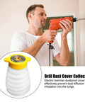Person using an electric drill with Silicone Drill Dust Cover Baffle With Quick Attach Dust Collector for mess-free drilling