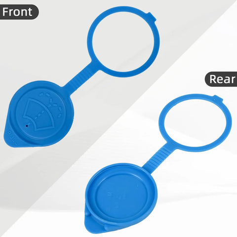 Windshield Washer Fluid Reservoir Cap Compatible With Acura MDX RDX ILX Honda Civic Odyssey CRV Accord And More Durable Replacement Cap For Leakproof Fill No Fuss Install, blue plastic front and rear views
