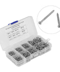 800Pcs M2 Self Drilling Screw Set with handy eight sizes cross drive pan head wood screws made of 304 stainless steel in box