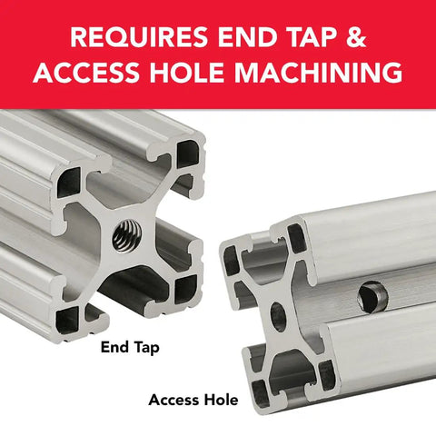 8020 aluminum extrusion T-slot with end tap and access hole for 1/4-20 End Fastener And Screw Hardware Combo 90 degree joint connector kit.