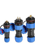 Waterproof IP68 Panel Mount Back Nut Cylindrical Electrical Cable Wire Connector Set For SP16 SP17 SP13 SP20 SP21 3P