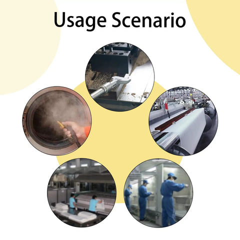 Usage scenarios of Stainless Steel Flat Air Nozzle With 48 Holes And G1/4 Male Thread for industrial dust removal and cooling.