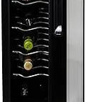12 Bottle Wine Fridge With Glass Door Freestanding Wine Cooler Digital Temperature Control, open view with bottles inside