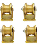 Four Heavy Duty U Groove Steel Caster Wheel With Double Bearings For Industrial Machines And Sliding Doors Gold Finish 77mm