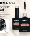 Hema Free Builder Gel In A Bottle BIAB For Nails 15ml 2Pack with dropper and open cap showing gel texture