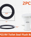 RV Toilet Flush Ball Seal for Dometics 300 310 320 Series Two Pack, Leak Proof Fit Keeps Your RV Bathroom Dry, Easy Install, No More Messy Flushes, Reliable Seal for Quiet, Clean Rides. 2pcs, 2.8-inch black rubber seal for RV toilet, 4-inch outer diameter