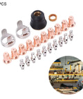 Top Tier 24 Pcs Plasma Cutter Consumables Set For Yeswelder Cut 55ds Pro And 65ds Torch Parts, featuring copper nozzles and ceramic rings.