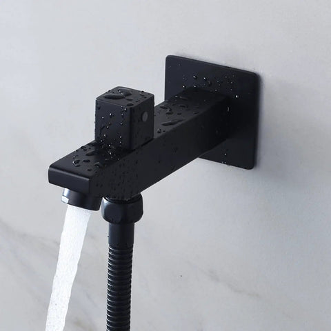 Top Shelf Ceiling Mount Rain Shower Kit With Bright LED Temp Display And Swift Handheld Switch Featuring Polished Body Jets Brushed Gold Thermostatic Valve Solid Build Bath Upgrade modern black wall-mounted faucet with water flow