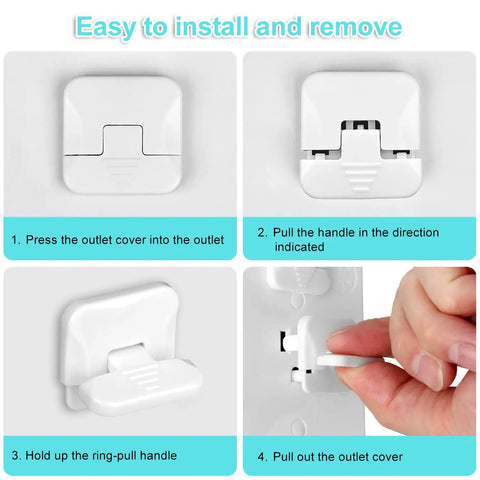 Installation steps for 55 Pack Outlet Covers With Hidden Pull Handle Baby Proofing Plug Covers 3 Prong Child Safety Socket Covers